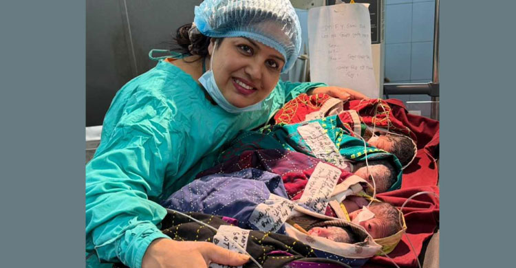 ১০ বছর ধরে নিঃসন্তান, একসঙ্গে কোলে এলো ৫ নবজাতক