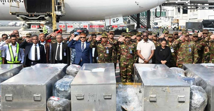 দেশে পৌঁছেছে নিহত ৬ বাংলাদেশি শান্তিরক্ষীর মরদেহ