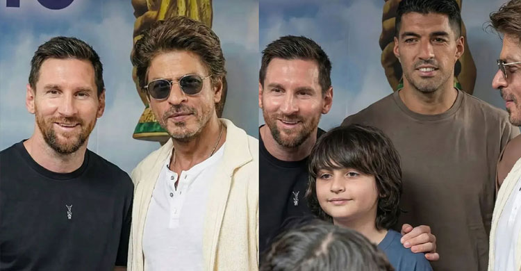 কলকাতায় মেসির সঙ্গে ফ্রেমবন্দি শাহরুখ পুত্র