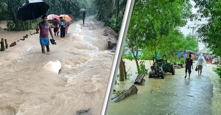 ফেনীতে তিন নদীর বাঁধ ভেঙে ৩০ গ্রাম প্লাবিত, যোগাযোগ বিচ্ছিন্ন পরশুরাম