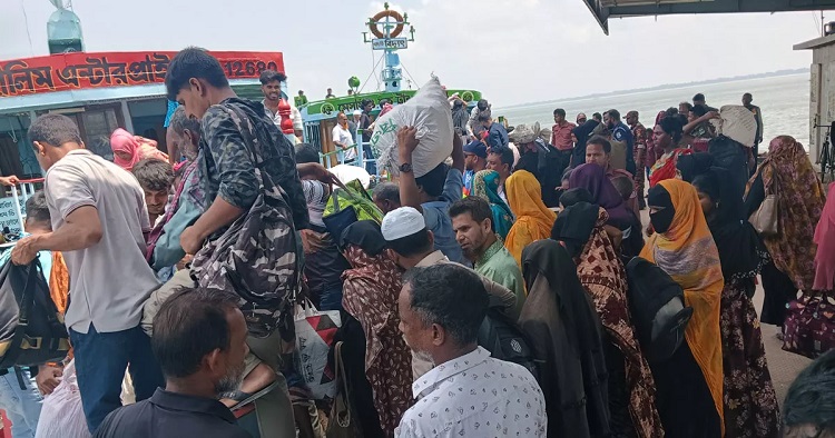 ঢাকামুখী ফিরতি ঈদযাত্রা শুরু, লঞ্চ-ফেরিঘাটে উপচে পড়া ভিড়