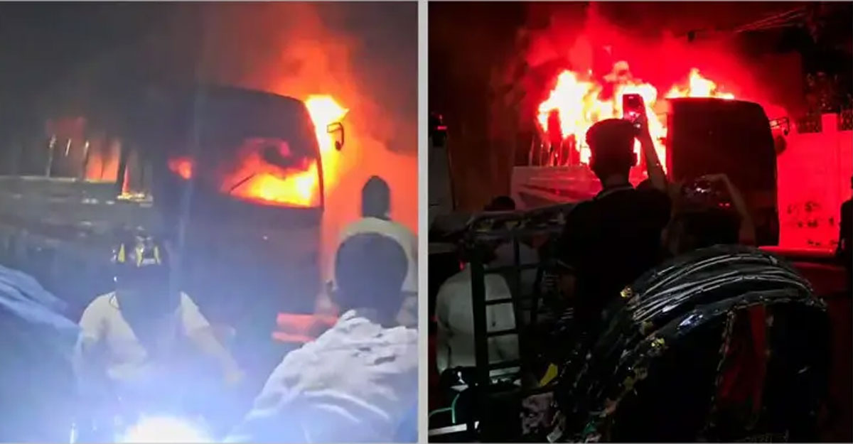 রাজধানীতে আবারও বাসে আগুন