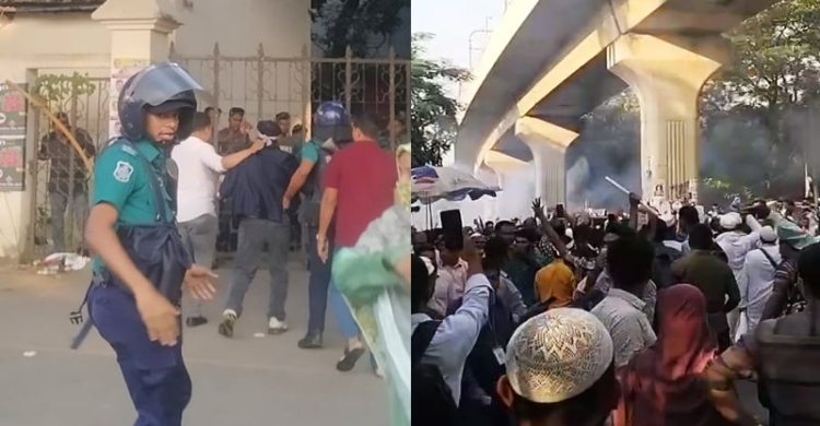 শাহবাগে শিক্ষকদের ওপর সাউন্ড গ্রেনেড ও টিয়ার শেল নিক্ষেপ