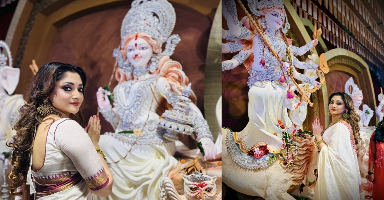 বিজয়া দশমীতে মণ্ডপে পূজা চেরি
