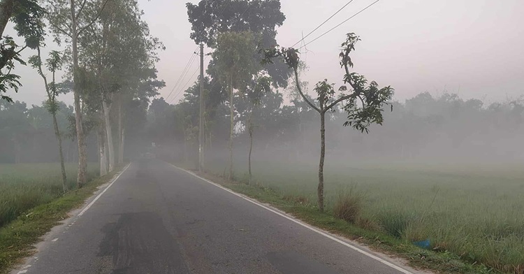 উত্তরের জেলা নীলফামারীতে ঘন কুয়াশায় ঢেকে গেছে সকাল